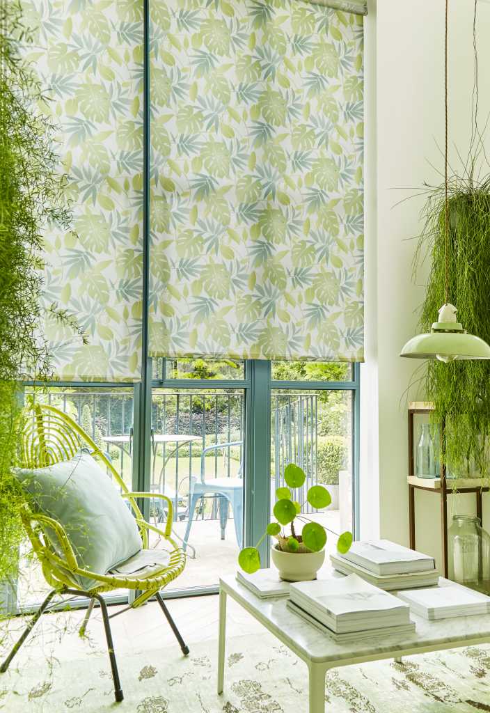 green nature themed roller blinds