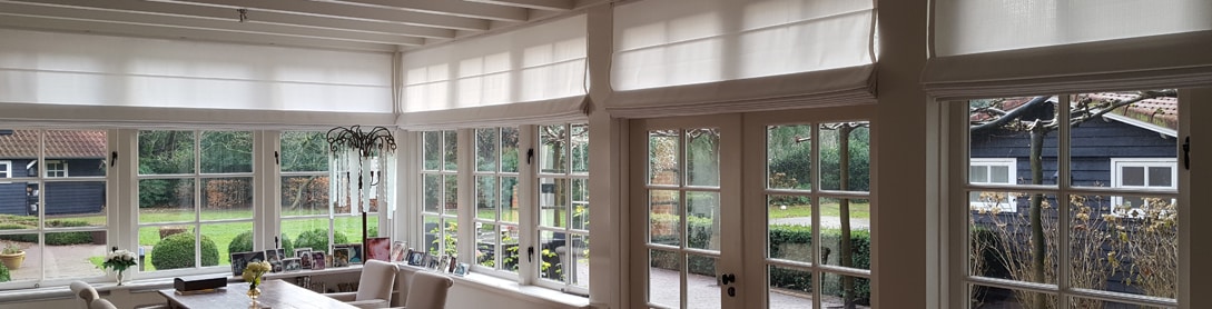 Roman blinds in a conservatory