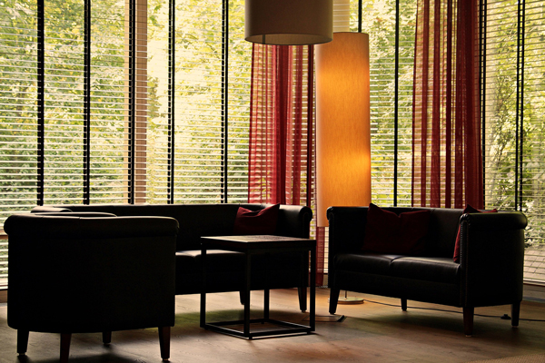 lobby lounge with venetian blinds